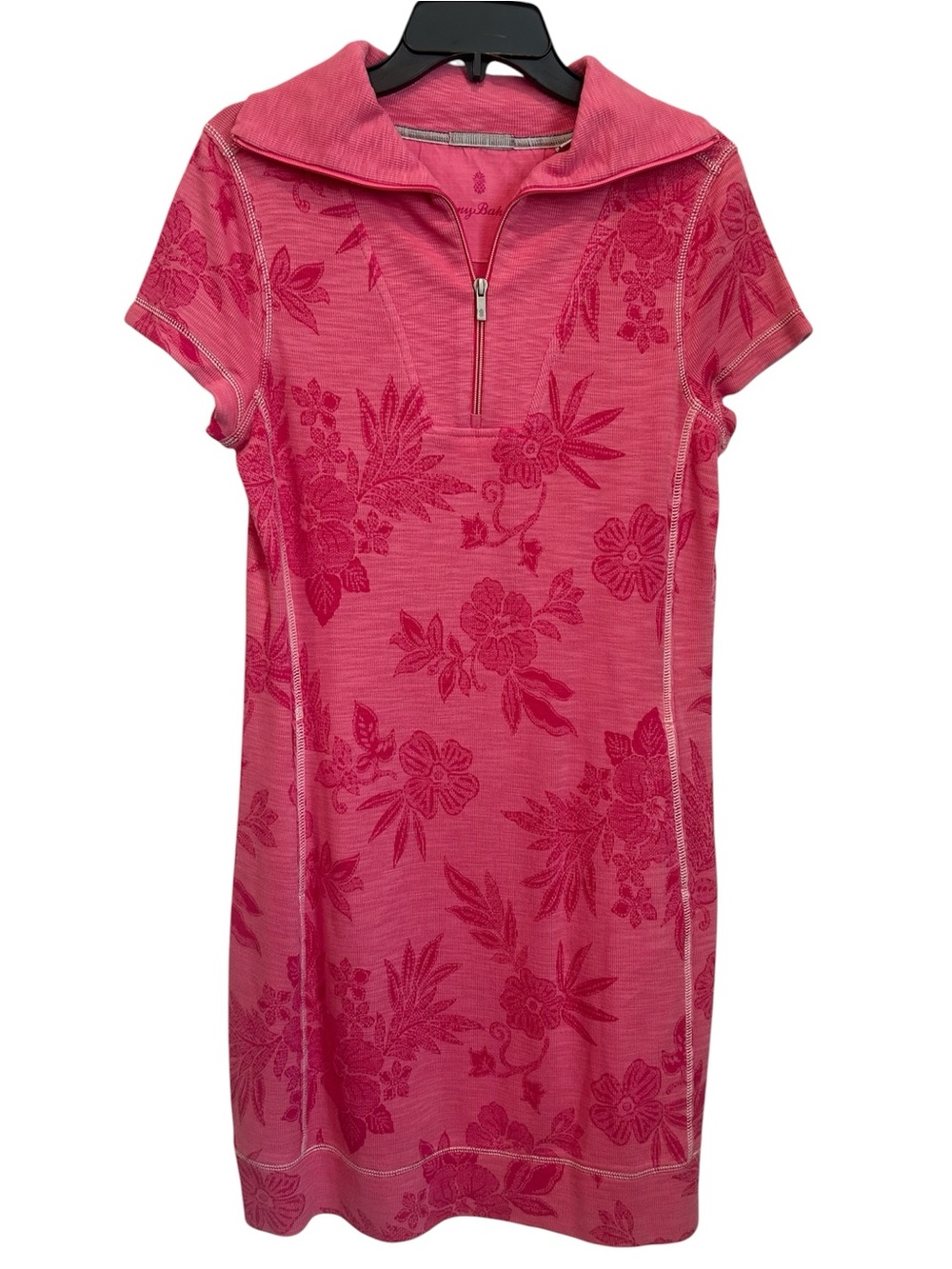 TOMMY BAHAMA Tobago Bay Half-Zip Dress in Dahlia Pink in Floral Pattern